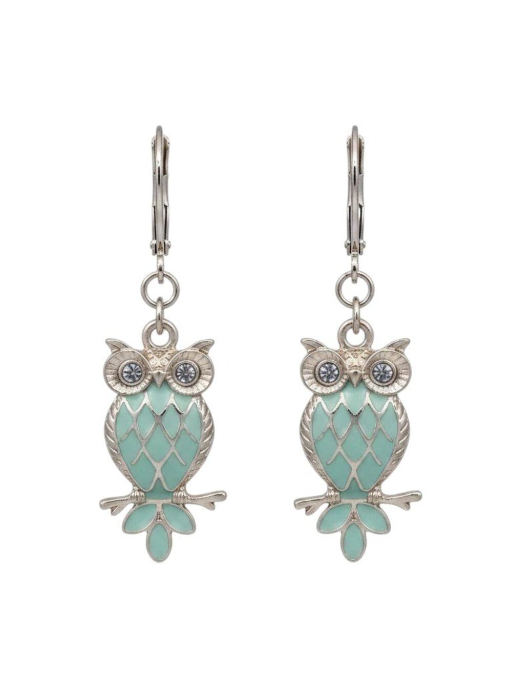 LC Lauren Conrad Women's Gold Plated Enamel Owl Lever Back Dangle Earrings NWT